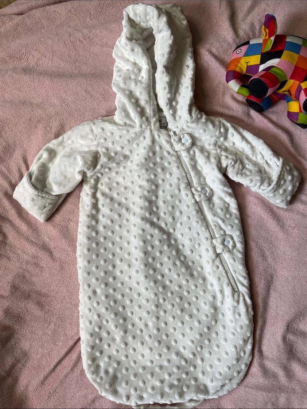 Widgeon Newborn Winter Cream Fleece Bunting Sack With All Over Minky Dots